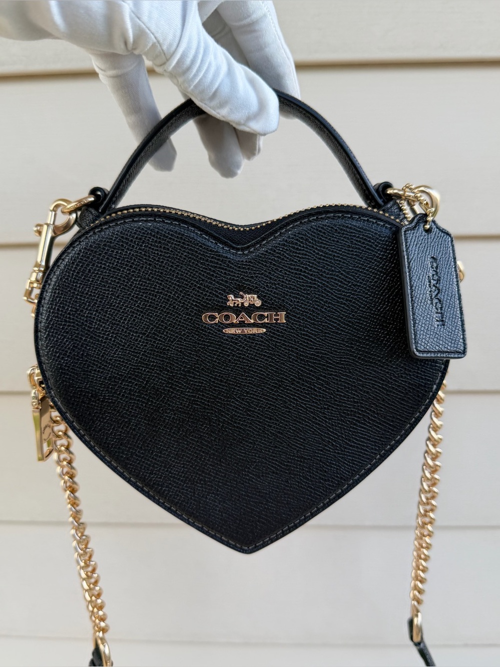 Coach Black Heart Mini Crossbody with Gold Hardware